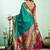 Teal green soft silk blend banarasi jacuard work designer party wear saree with unstitched blouse piece