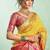 Yellow soft silk blend banarasi jacuard work designer party wear saree with unstitched blouse piece