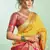 Yellow soft silk blend banarasi jacuard work designer party wear saree with unstitched blouse piece