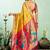 Yellow soft silk blend banarasi jacuard work designer party wear saree with unstitched blouse piece