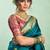 Teal blue soft silk blend banarasi jacuard work designer party wear saree with unstitched blouse piece