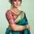 Teal blue soft silk blend banarasi jacuard work designer party wear saree with unstitched blouse piece