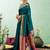 Teal blue soft silk blend banarasi jacuard work designer party wear saree with unstitched blouse piece