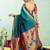 Teal blue soft silk blend banarasi jacuard work designer party wear saree with unstitched blouse piece