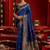 Blue soft silk blend banarasi jacuard work designer party wear saree with unstitched blouse piece