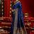 Blue soft silk blend banarasi jacuard work designer party wear saree with unstitched blouse piece