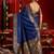 Blue soft silk blend banarasi jacuard work designer party wear saree with unstitched blouse piece