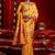 Yellow soft silk blend banarasi jacuard work designer party wear saree with unstitched blouse piece