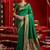 Green soft silk blend banarasi jacuard work designer party wear saree with unstitched blouse piece