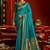 Teal blue soft silk blend banarasi jacuard work designer party wear saree with unstitched blouse piece
