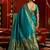Teal blue soft silk blend banarasi jacuard work designer party wear saree with unstitched blouse piece