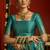 Teal blue soft silk blend banarasi jacuard work designer party wear saree with unstitched blouse piece