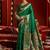 Green soft silk blend banarasi jacuard work designer party wear saree with unstitched blouse piece