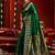Green soft silk blend banarasi jacuard work designer party wear saree with unstitched blouse piece