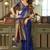 Blue soft silk blend banarasi jacuard work designer party wear saree with unstitched blouse piece