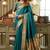Teal blue soft silk blend banarasi jacuard work designer party wear saree with unstitched blouse piece