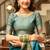 Teal blue soft silk blend banarasi jacuard work designer party wear saree with unstitched blouse piece