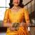 Yellow soft silk blend banarasi jacuard work designer party wear saree with unstitched blouse piece