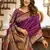 Purple soft silk blend banarasi jacuard work designer party wear saree with unstitched blouse piece