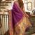 Purple soft silk blend banarasi jacuard work designer party wear saree with unstitched blouse piece