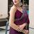 Wine soft shimmer chiffon embroidery work designer party wear festive saree with unstitched blouse piece