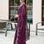 Wine soft shimmer chiffon embroidery work designer party wear festive saree with unstitched blouse piece