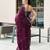 Wine soft shimmer chiffon embroidery work designer party wear festive saree with unstitched blouse piece