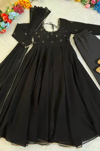 new party wear look gerorrget gown with pant dupatta set