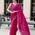 Rani pink soft shimmer chiffon embroidery work designer party wear festive saree with unstitched blouse piece