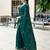 Bottle green soft shimmer chiffon embroidery work designer party wear festive saree with unstitched blouse piece
