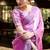 Baby pink soft shimmer chiffon embroidery work designer party wear festive saree with unstitched blouse piece