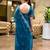 Turquoise soft shimmer chiffon embroidery work designer party wear festive saree with unstitched blouse piece