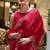 Red soft shimmer chiffon embroidery work designer party wear festive saree with unstitched blouse piece