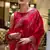 Red soft shimmer chiffon embroidery work designer party wear festive saree with unstitched blouse piece