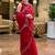 Red soft shimmer chiffon embroidery work designer party wear festive saree with unstitched blouse piece