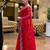 Red soft shimmer chiffon embroidery work designer party wear festive saree with unstitched blouse piece