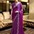 Purple soft shimmer chiffon embroidery work designer party wear festive saree with unstitched blouse piece