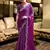 Purple soft shimmer chiffon embroidery work designer party wear festive saree with unstitched blouse piece