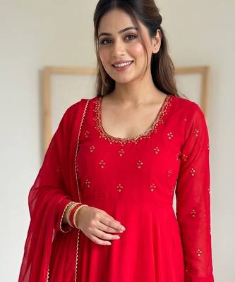 party wear look gerorrget gown with pant dupatta set 2