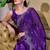 Plum soft shimmer chiffon embroidery work designer party wear festive saree with unstitched blouse piece