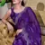 Plum soft shimmer chiffon embroidery work designer party wear festive saree with unstitched blouse piece