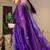 Plum soft shimmer chiffon embroidery work designer party wear festive saree with unstitched blouse piece