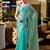 Sky blue soft shimmer chiffon embroidery work designer party wear festive saree with unstitched blouse piece