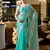 Sky blue soft shimmer chiffon embroidery work designer party wear festive saree with unstitched blouse piece