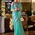 Sky blue soft shimmer chiffon embroidery work designer party wear festive saree with unstitched blouse piece