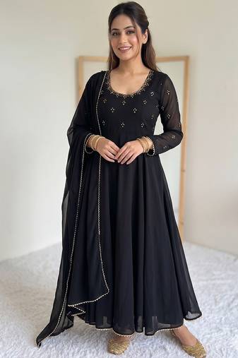 new party wear look gerorrget gown with pant dupatta set