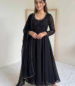 new party wear look gerorrget gown with pant dupatta set