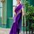 Plum soft shimmer chiffon embroidery work designer party wear festive saree with unstitched blouse piece