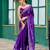 Plum soft shimmer chiffon embroidery work designer party wear festive saree with unstitched blouse piece