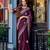 Wine soft shimmer chiffon embroidery work designer party wear festive saree with unstitched blouse piece